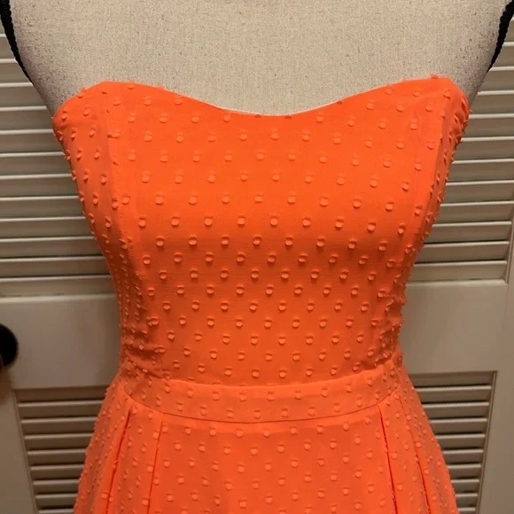 Julie Brown Brittany Dress in Neon Orange, Strapless, Size 4, NWT